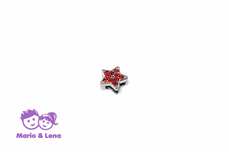 Rhinestone Charm to bead Star Red 12mm