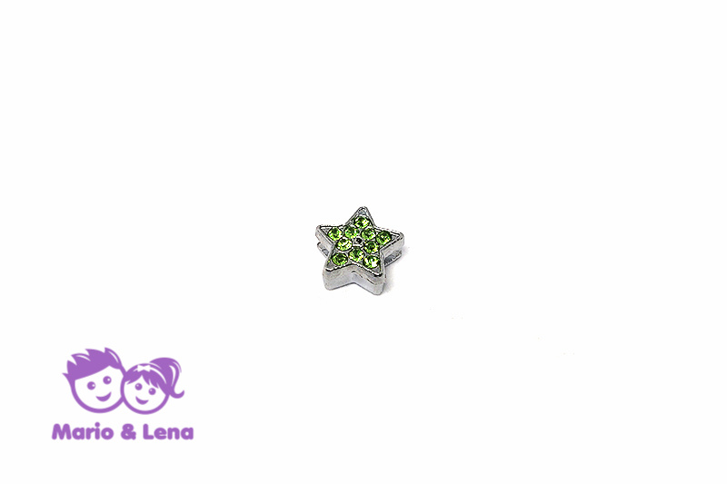 Rhinestone Charm to bead Star Green 12mm