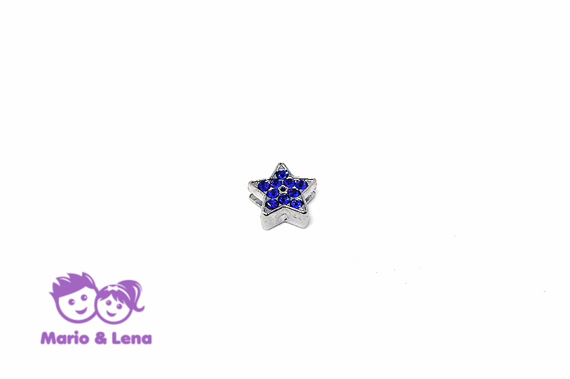 Rhinestone Charm to bead Star Blue 12mm