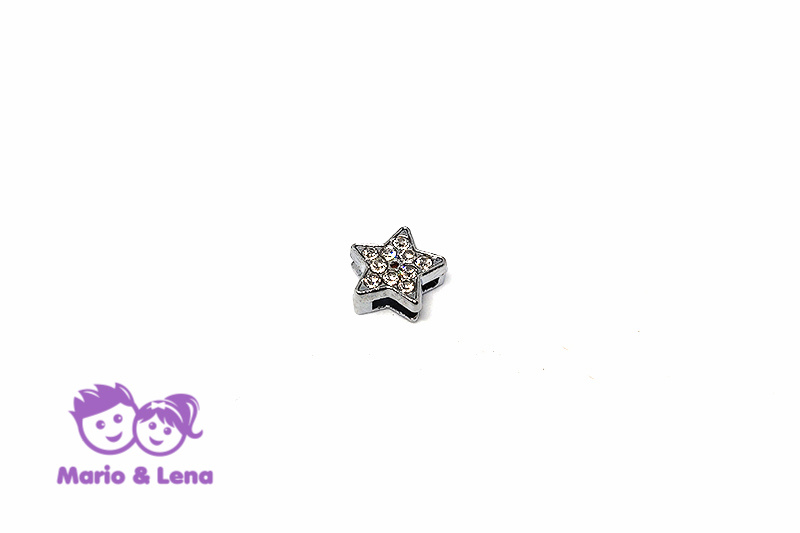 Rhinestone Charm to bead Star White 12mm