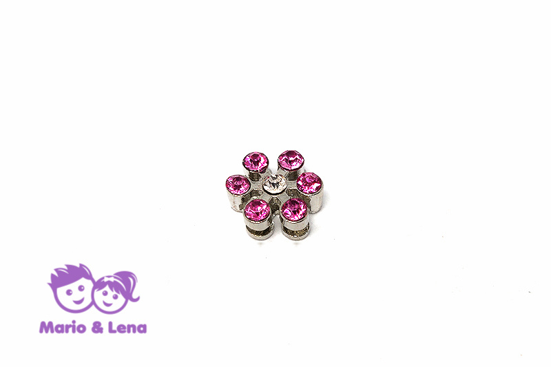 Rhinestone Charm to bead Flower Pink 16mm