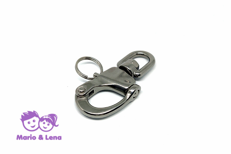 Snap Shackle with rolling swivel 12mm x 65mm stainless steel