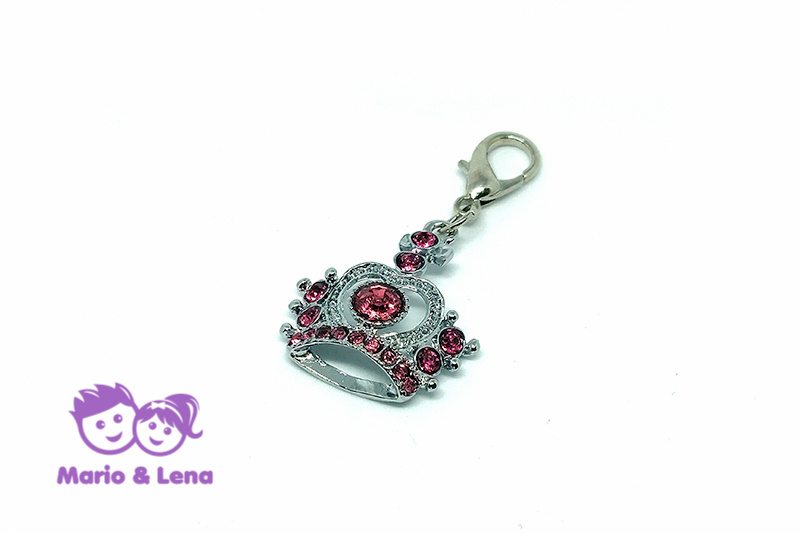 Necklace Pendant Big Crown Pink 31mm x 27mm