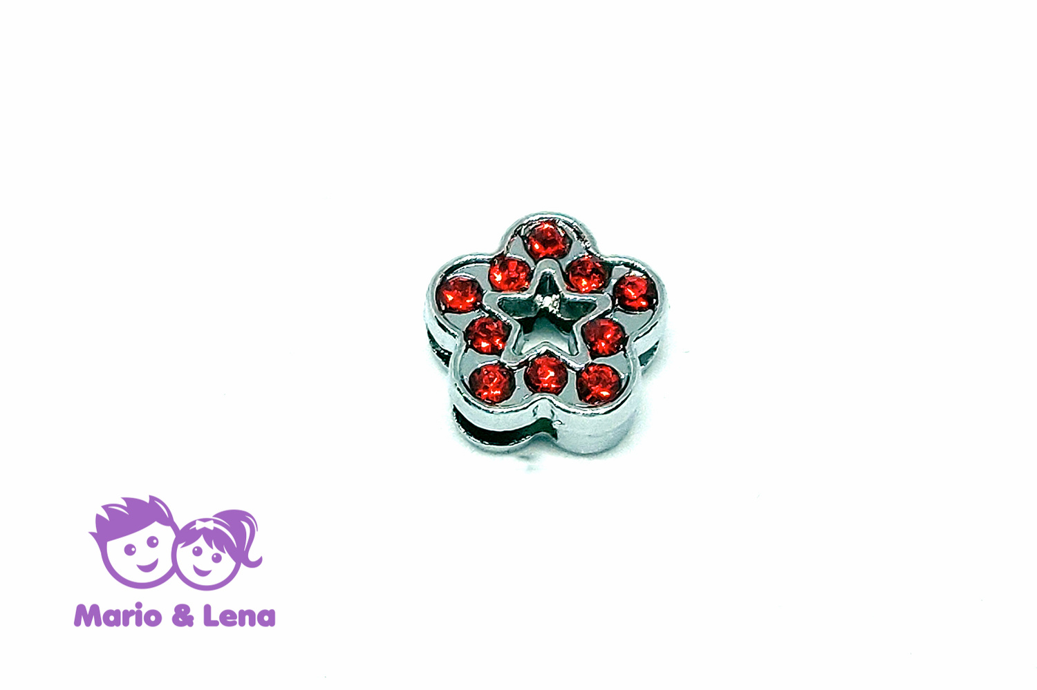 Rhinestone Charm to bead Flower Red 8mm