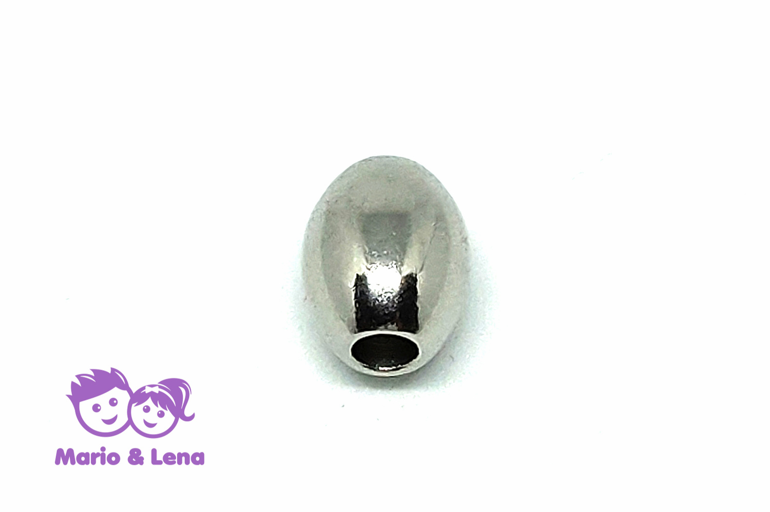 TYP2 Perle mit Loch Edelstahl Oval 10x8 mm, Bohrung: 3mm