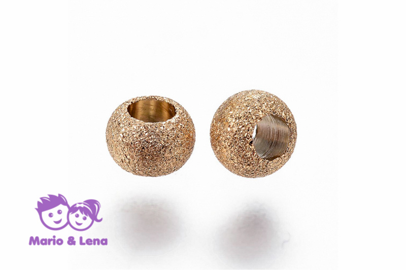 MICRO Perle mit Loch Gold Glitter 4x3 mm, Bohrung: 2mm 