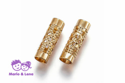 TYP2 Perle mit Loch Gold Rhre 12x4 mm, Bohrung: 3,5mm 