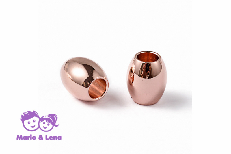 TYP2 Perle mit Loch Rosegold Oval 7x6 mm, Bohrung: 3mm 