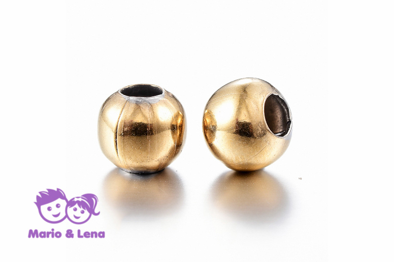 TYP2 Perle mit Loch Gold Kugel 8 mm, Bohrung: 3mm