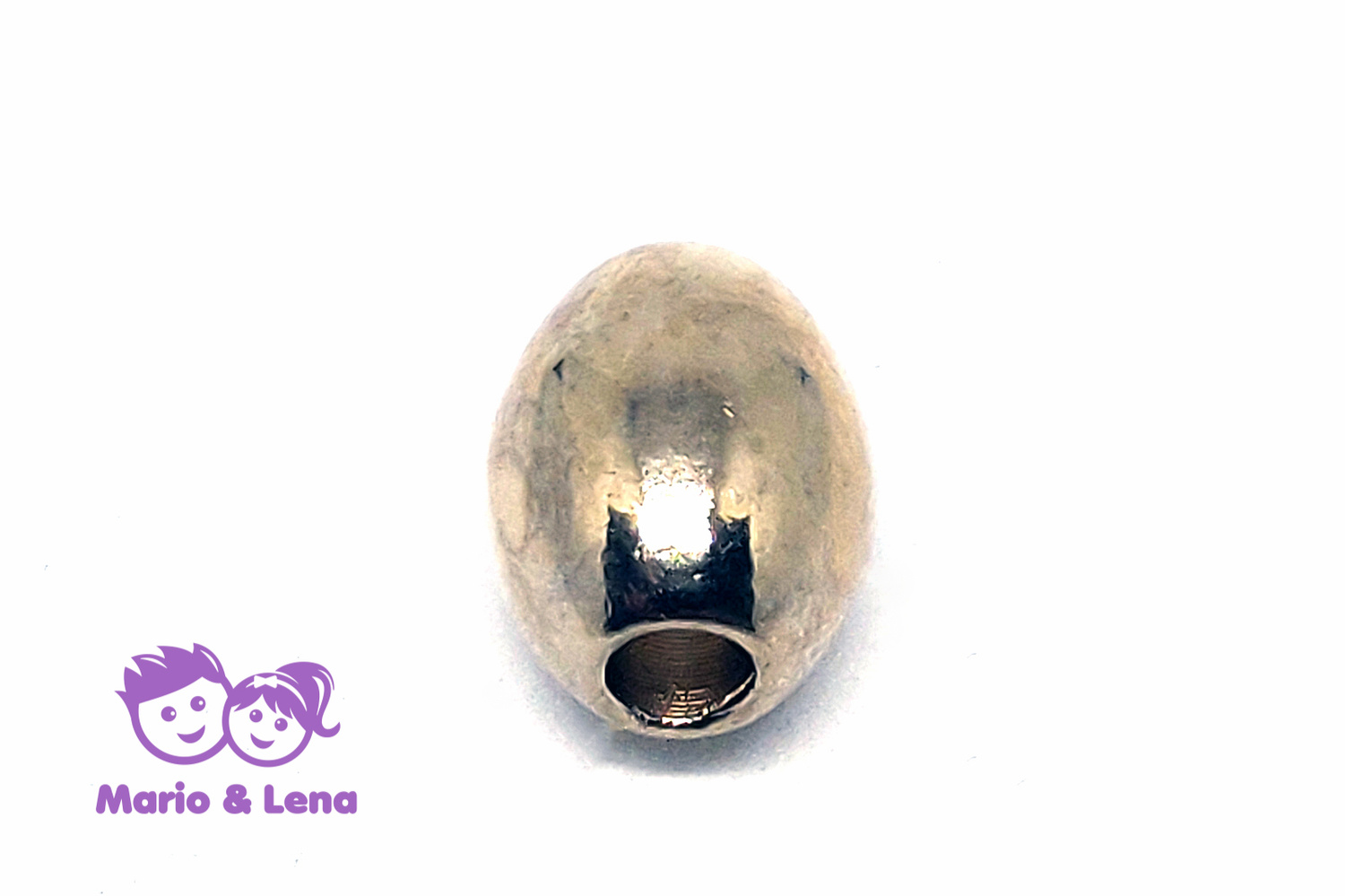 TYP2 Perle mit Loch Platin Oval 10x8 mm, Bohrung: 3mm 