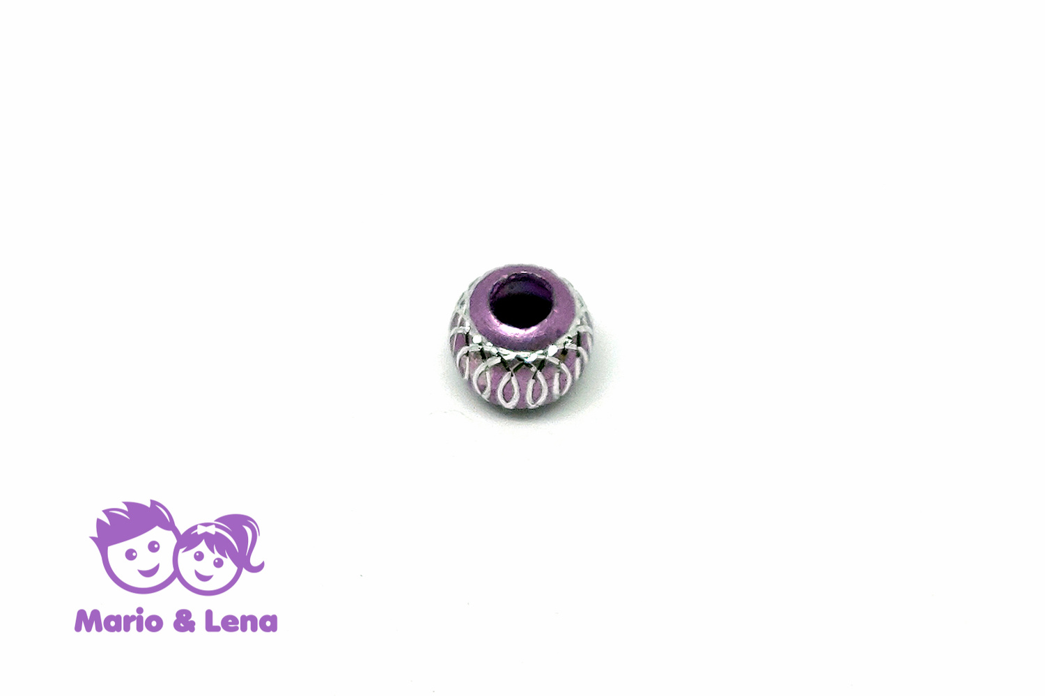 Perle mit Loch Light Purple silbernes Raster
